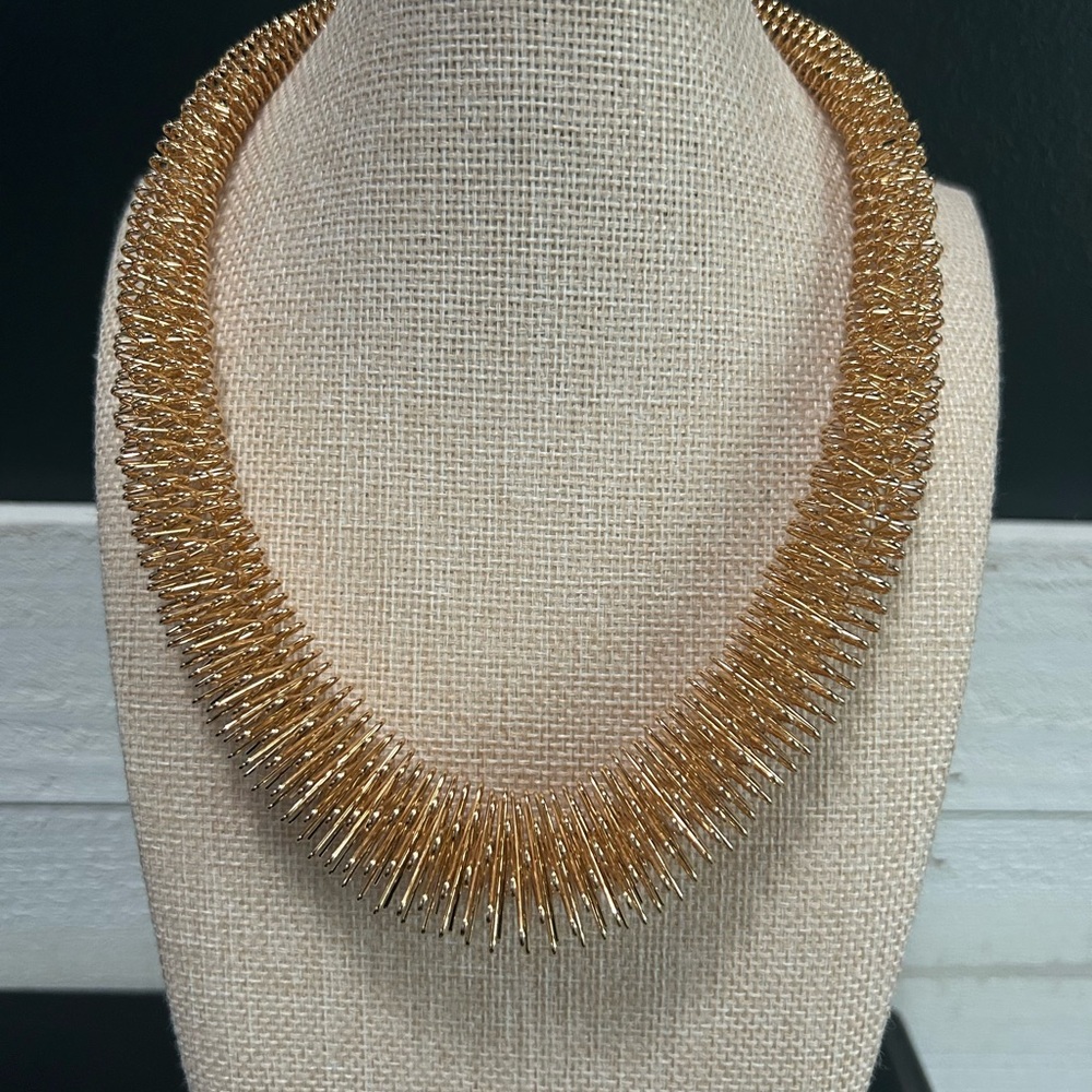 Gold Coil Fringe Collar Necklace | Statement Necklace | NWOT